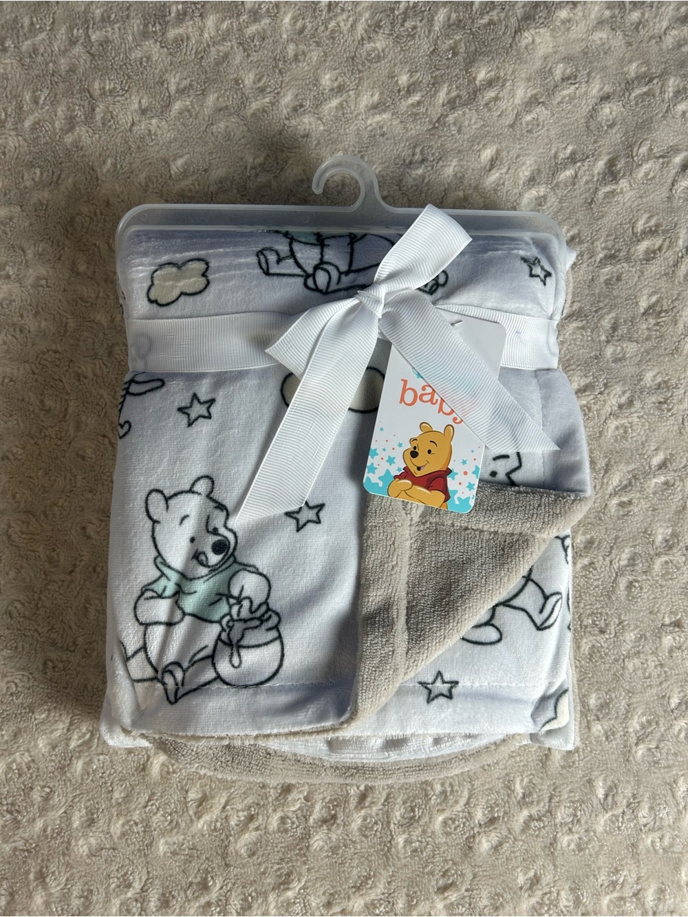 NoJo Disney Baby Winnie the Pooh Piglet Baby Blanket Tan White Clouds Dandelion